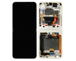Kijelző Samsung Galaxy Z Flip3 5G (SM-F711) előlap + LCD kijelző + érintőpanel komplett kerettel BEIGE GH82-27244B